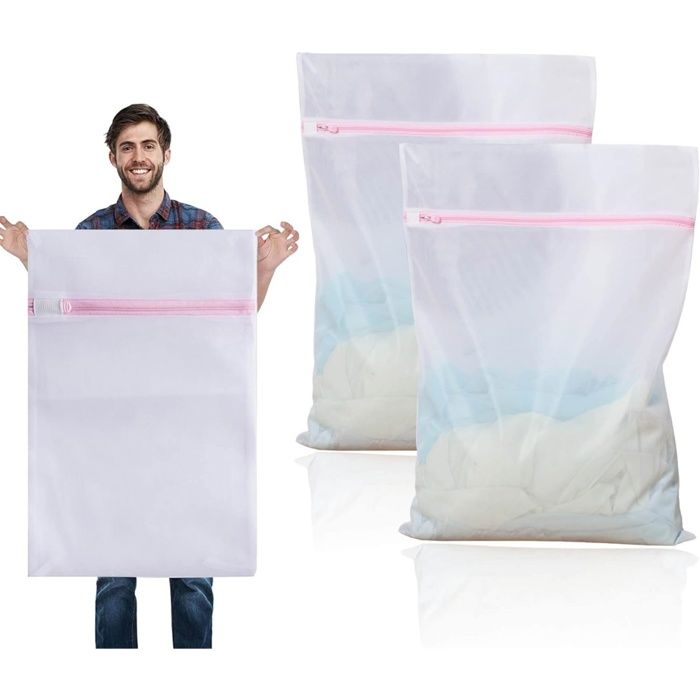 2 sacs à linge -Convient pour les rideaux les manteaux les doudounes les tapis et les serviettes de bain-90*90centimètre