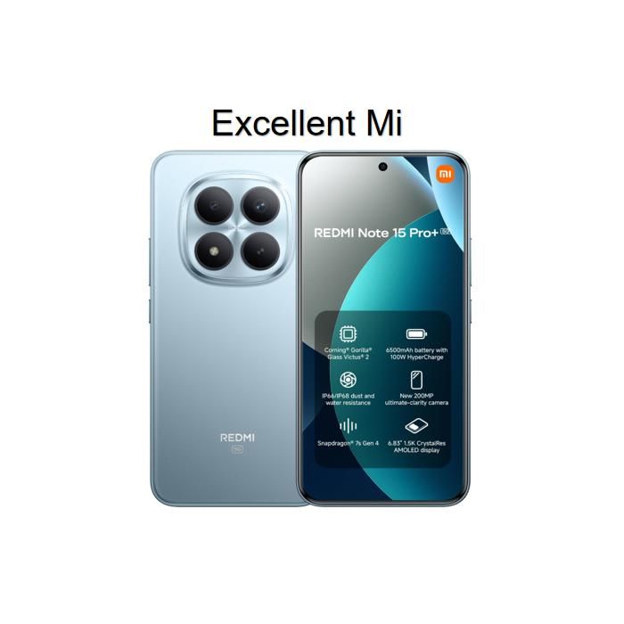 REDMI Note 15 Pro+ 5G Smartphone de 12G RAM ROM Vendu par Excellent Mi EU Version Chargeur non inclus - vue 1