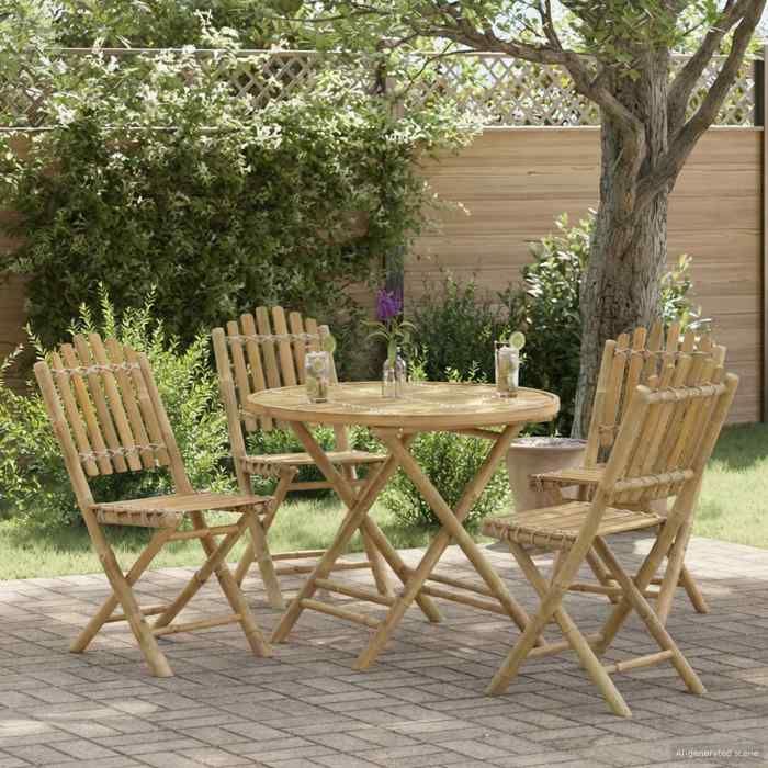 vidaXL Table de Jardin Naturel 80 x 70 cm Bambou 42028079