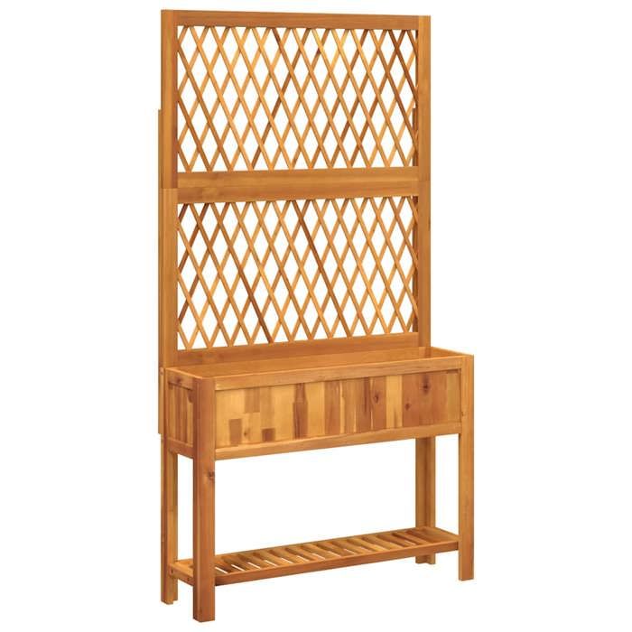 Jardinière 1 PC - Espace ample - avec treillis - et étagère bois massif dacacia 100x32x185 cm LL996