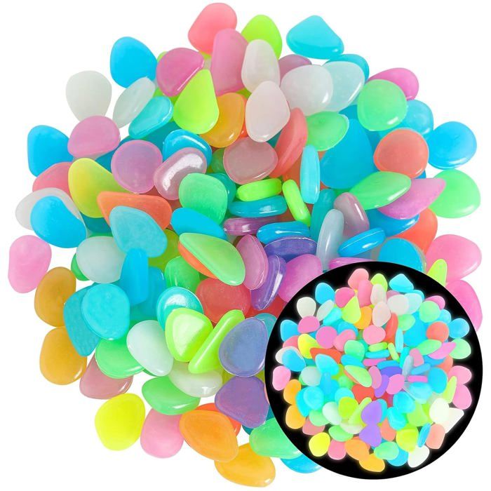 400 Pièces Galets Lumineux - Résine Non Toxique - Éclat Nocturne Durable - Pour Aquarium et Jardin - Décoration Extérieure RATELIER
