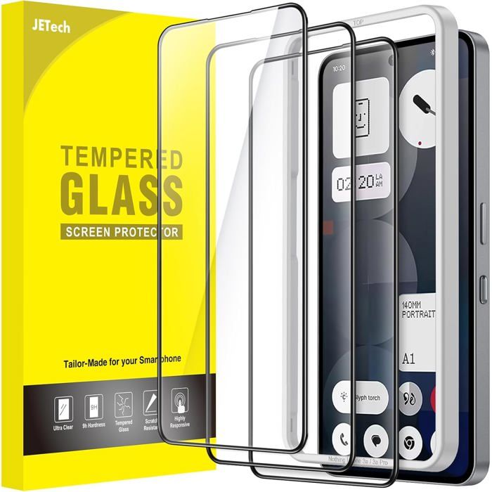 Verre Trempé pour Nothing Phone 3a/3a Pro IntégraleLot de 3Protection Décran à Bord NoirCompatible avec Coque