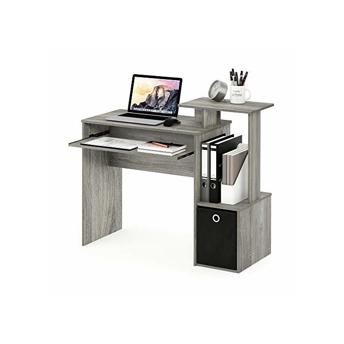 Bureau dordinateur - FURINNO - Rectangulaire - Chêne français gris/noir - Tiroir clavier coulissant - 3 étagères Bureau dordinateur - FURINNO - Rectangulaire - Chêne français gris/noir - Tiroir clavier coulissant - 3 étagères