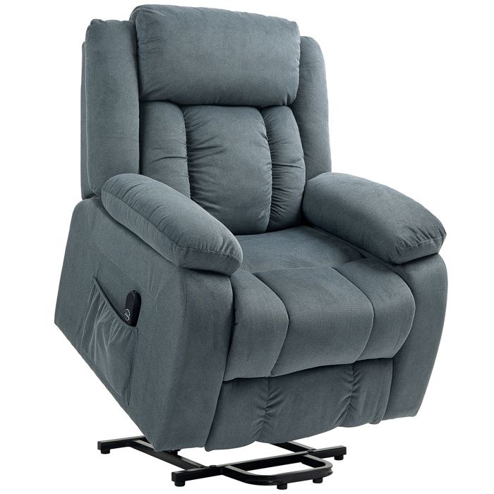 Fauteuil releveur relax avec télécommande inclinaison 150° poches latérales revêtement doux gris