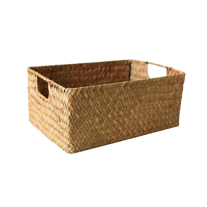 Panier osier rectangulaire et panier rangement osier - tressé en jonc de mer pour bureau salle de bain étagères