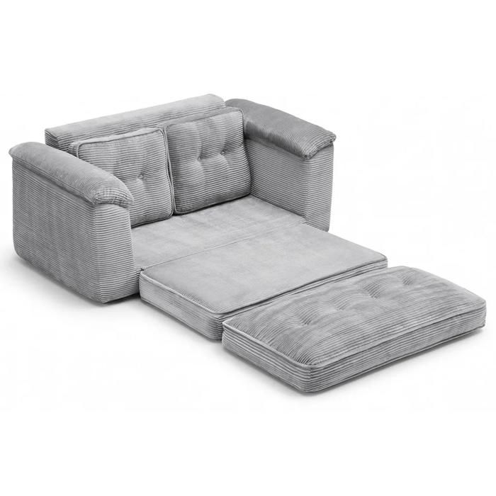 Canapé Convertible-ALIGHTUP-Canapé Lit 2 Place-Réversible-Tissu velours côtelé-Gris clair Canapé Convertible-ALIGHTUP-Canapé Lit 2 Place-Réversible-Tissu velours côtelé-Gris clair