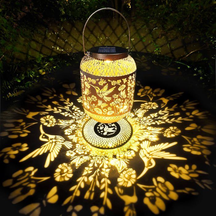 Lanterne Solaire Exterieur LED Lampe Solaires IP65 Étanches Lampe Solaire Exterieur Métal Patio Terrasse Table Fleurs