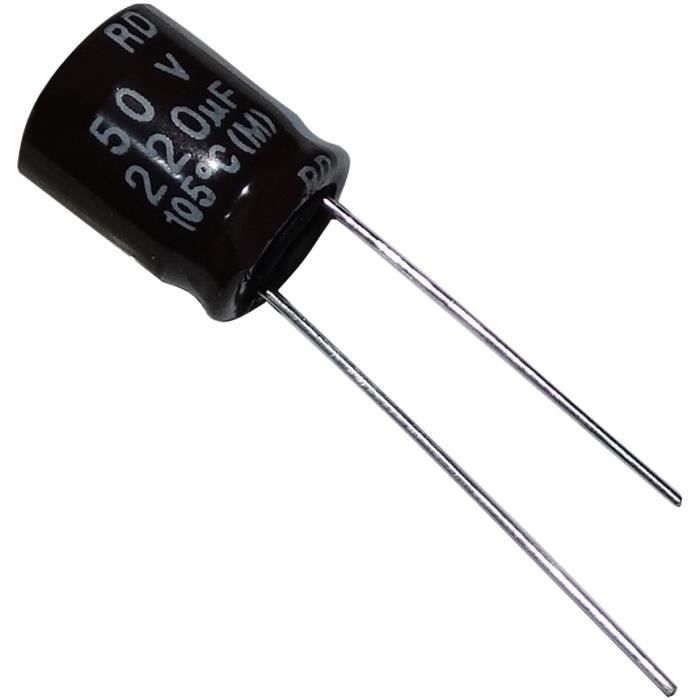 Condensateur électrolytique 220µF (220uF) 16V - PIRABADI - Température -40 à +105°C