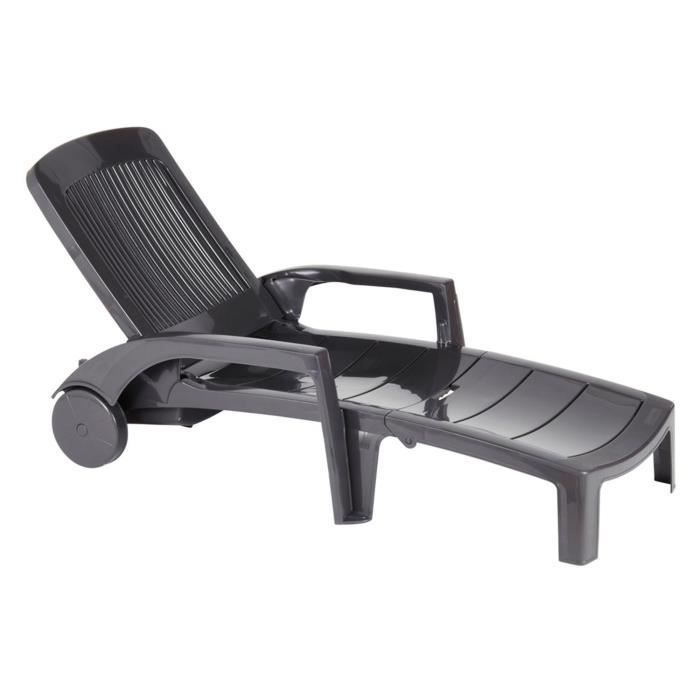 Fidji Transat / Bain de soleil Grosfillex pliant gris en résine