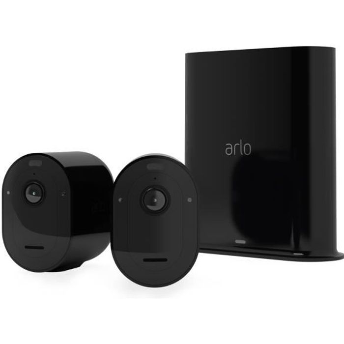 Arlo Pro 3 - Pack de 2 caméras de surveillance Wifi sans fil - Noir - 2K - Eclairage spotlight intégré - Champ de vision à 160°