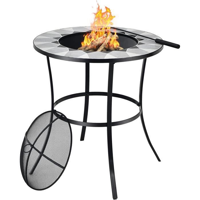 Brasero Extérieur GYMAX 3 En 1 – Foyer, Barbecue, Réchaud, Avec Cendrier Amovible, étagère à Bois - 9
