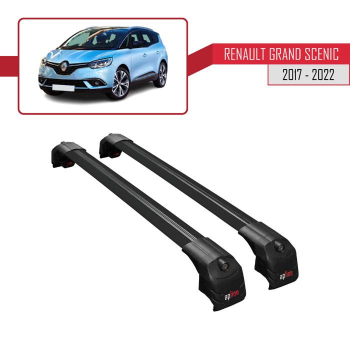 Compatible avec Renault GRAND SCENIC (Mk4) 2017-2023 Barres de Toit ACE-2 Railing Porte-Bagages de voiture NOIR
