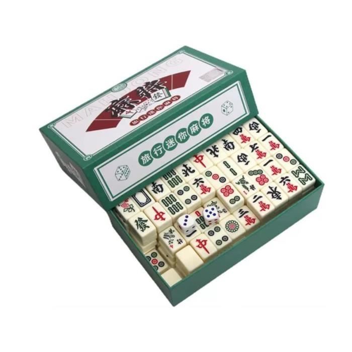 Jeu De Mahjong Chinois Traditionnel – 144 Tuiles Mélamine, Compactes, Résistantes – Idéal Voyage Et Famille
