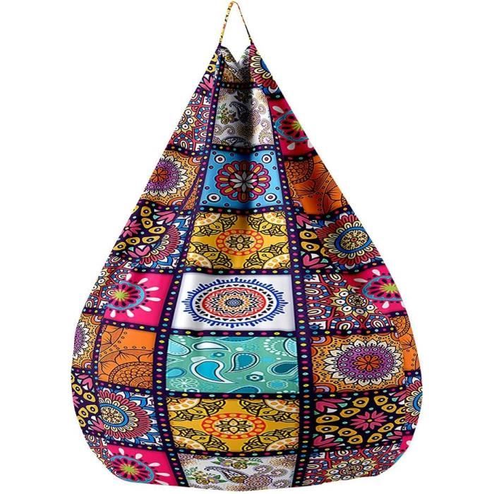 Pouf Poire Géant Housse Velours Côtelé Bleu 85x110 Cm – Sans Remplissage – Sac Rangement + Siège Confort Enfant/Adulte
