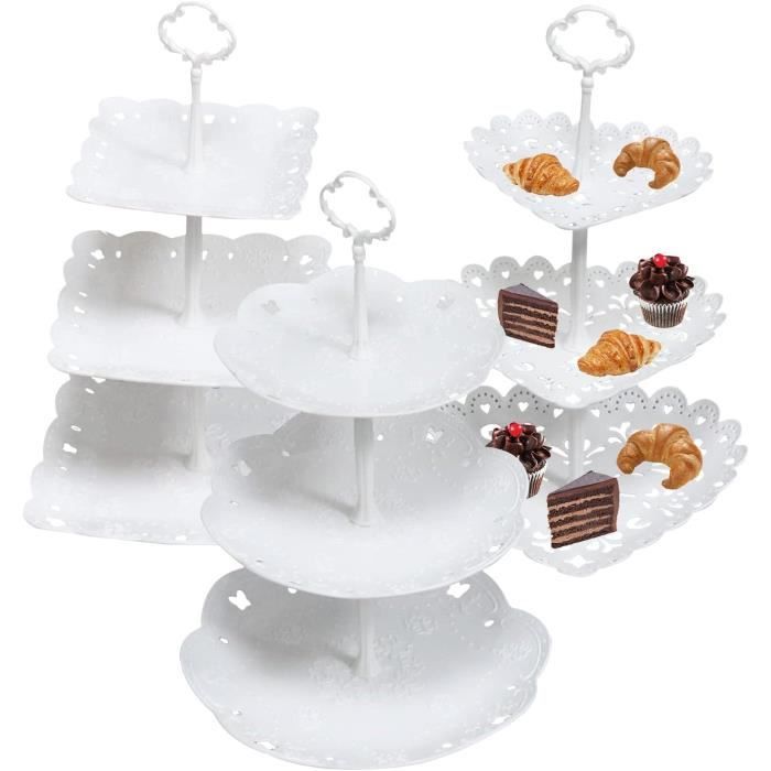 Support à Gâteaux 3 étages Personnalisé - Assiettes Vintage - Porcelaine