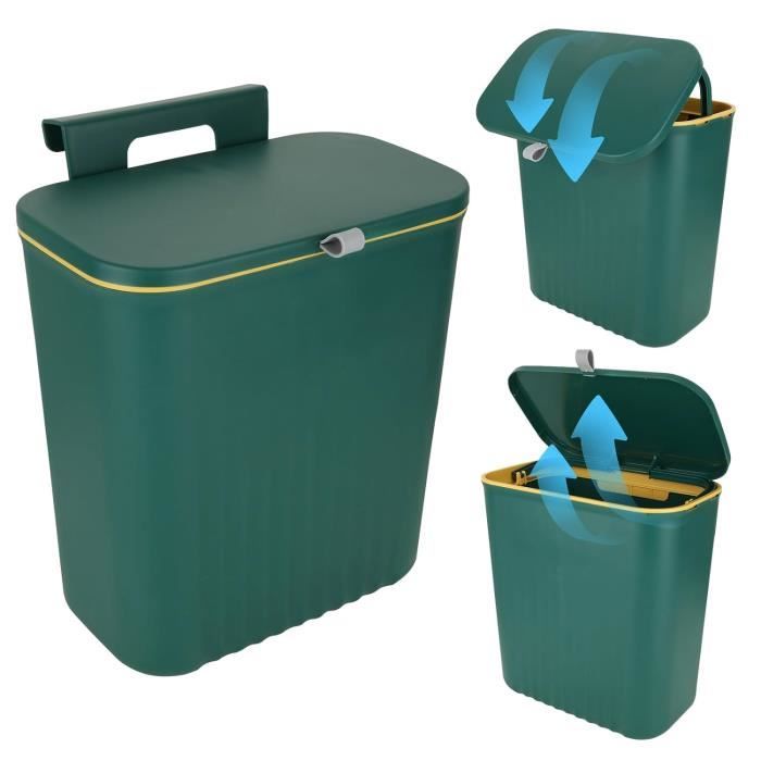 Poubelle Murale Suspendue Avec Couvercle Couvercle Coulissant Cuisine Toilettes Salle De Bain 29.5×16×26cm Plastique Gris