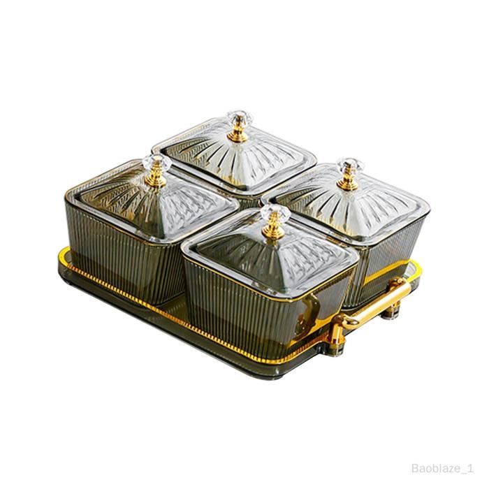 Ensemble Apéritif Céramique Avec Couvercles Et Plateau Bois - Parfait Pour Sauces, Frites, Bonbons Et Présentations élégantes