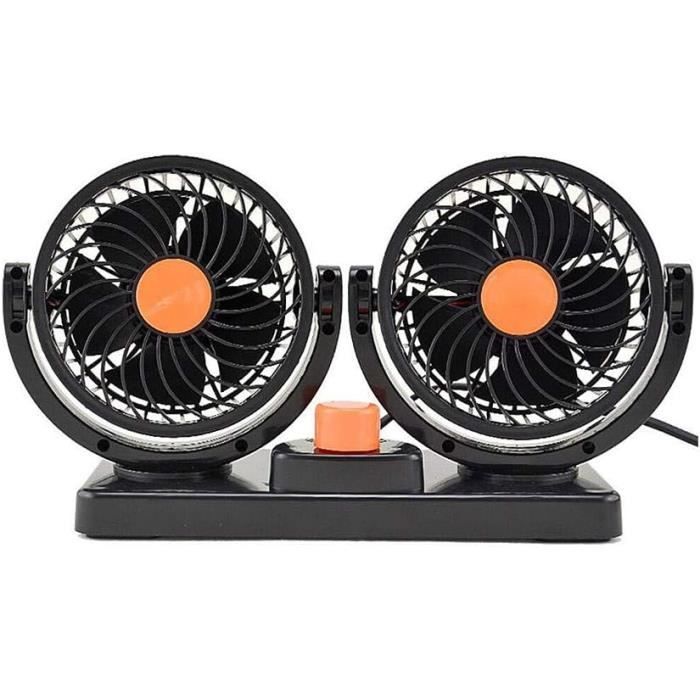 Ventilateur De Voiture Oscillant Automatique 12V - Double Tête Avec Ports USB