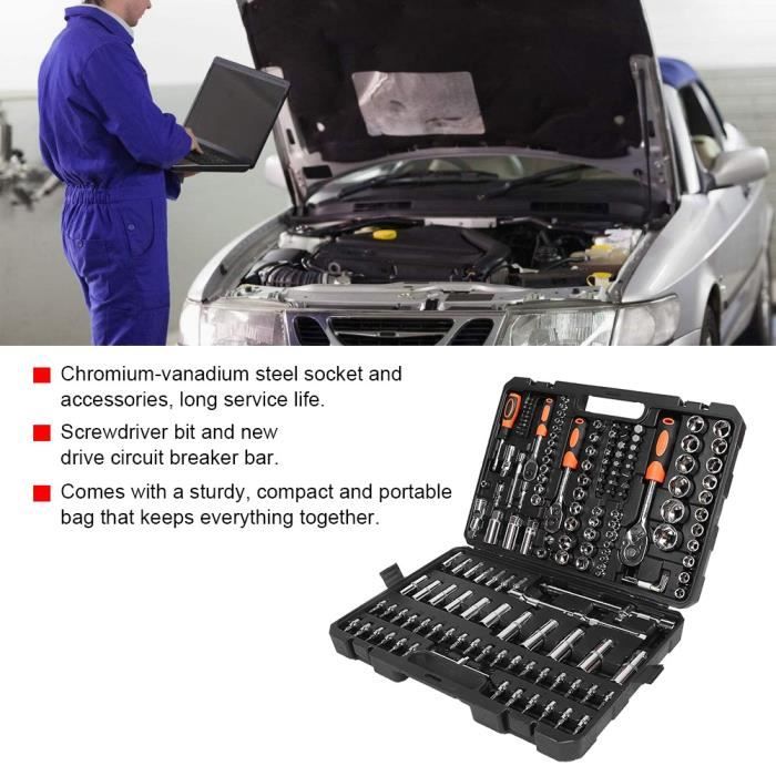 Kit D'outils Auto 46/53 Pièces - Douilles, Cliquet, Clés - Acier Chromé, Métrique/impérial - Neuf Emballé - Garantie 1 Mois
