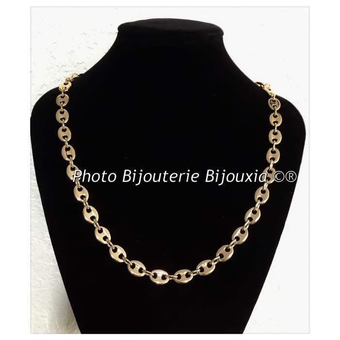 Chaîne Maille Grain De Café Plaqué Or 18 Carats - Longueur 50 Cm - Neuf Avec étiquettes