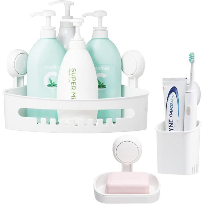 Porte-savon Ventouse Salle De Bain - Noir - Sans Perçage - Acier - Support Jusqu'à 3kg