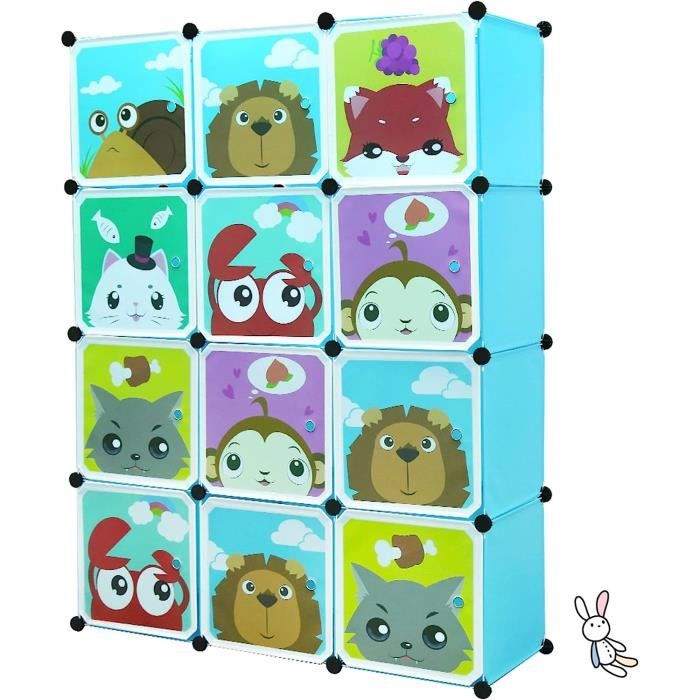 Armoire Penderie 12 Cubes De Rangement – 105x45x140cm – Blanc – étagères Cubes