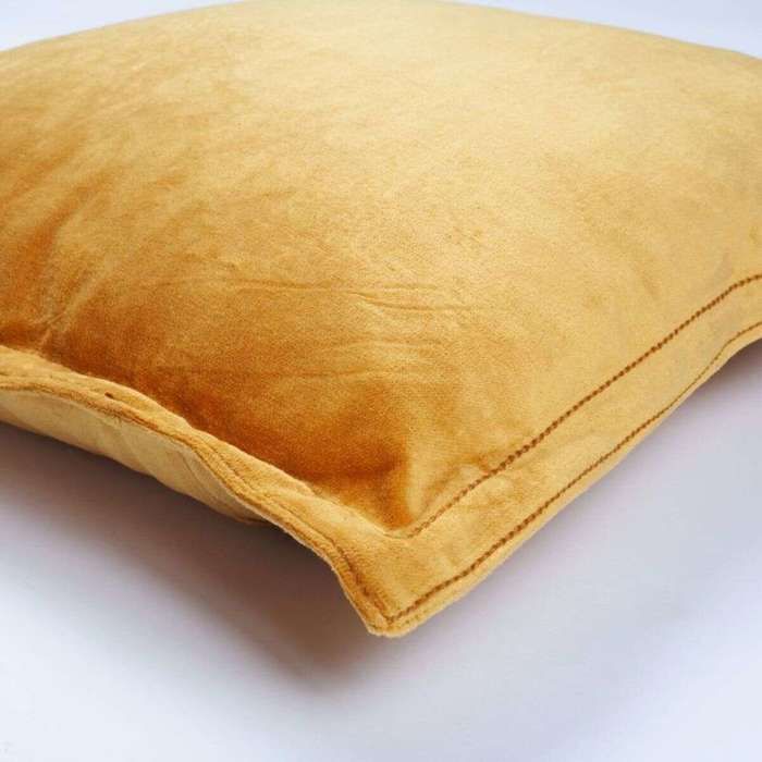 Coussin en velours de coton jaune 40x40 Coussin en velours de coton jaune 40x40