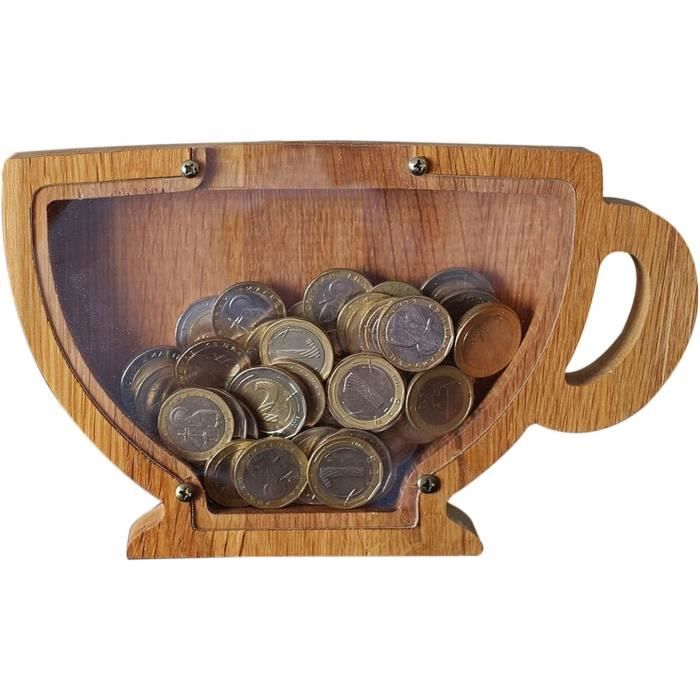 Wenosda Tirelire en bois avec chiffres cibles - Tirelire avec objectif