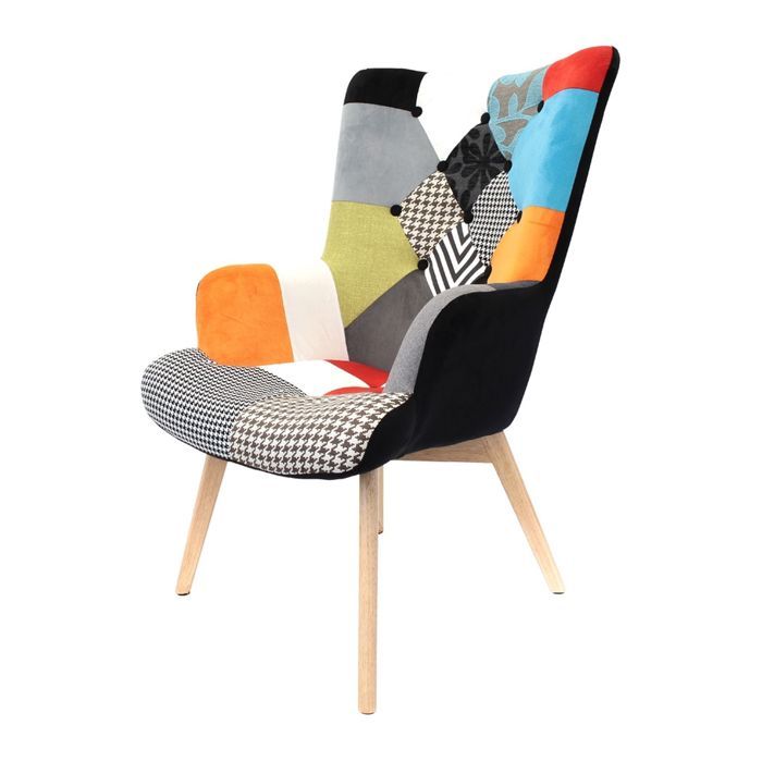Fauteuil Helsinki Patchwork Multicolore - Scandinave - Moderne