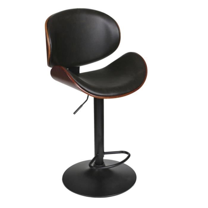 chaise de bar - reno - hauteur réglable - bois et noir