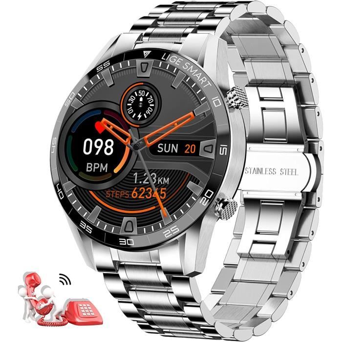 Montre Connectée Homme MELANDA K52 - 1.39" HD Étanche IP67 Appels Bluetooth Noir Acier