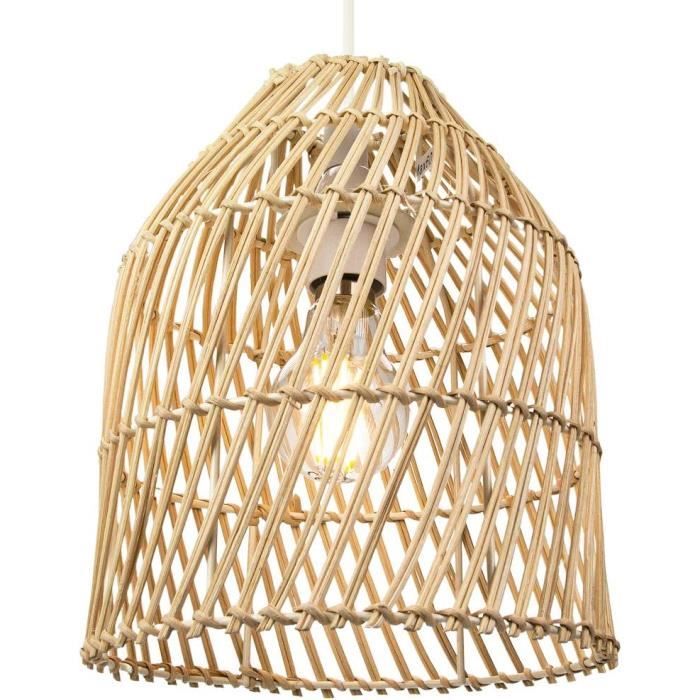Abat-jour En Rotin Tissé Beige – Décoration Plafond élégante, Facile à Installer, Pour Chambre, Salon, Bureau
