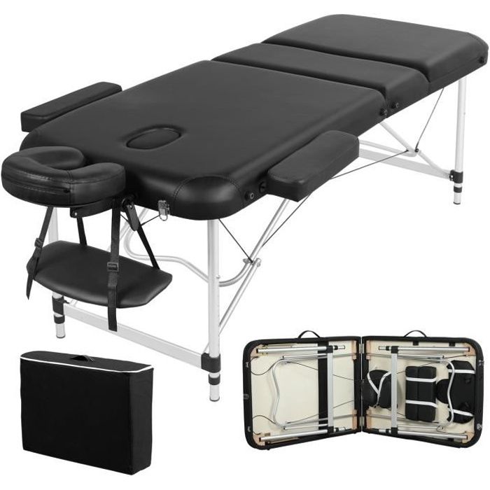yaheetech table de massage pliante lit de massage en 3 aluminium professionnel portable table canapé cosmetique thérapie léger solid
