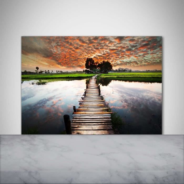 Tulup Planche De Cuisine En Verre 80x52 - Paysage Chinois
