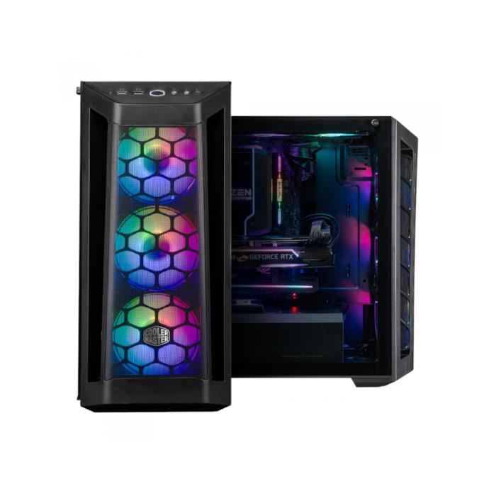 COOLER MASTER LTD BOITIER PC MasterBox MB51 - ARGB Mesh - Façade Mesh - Noir - Verre trempé - Format ATX (MCB-B511D-KGNN-RGA)