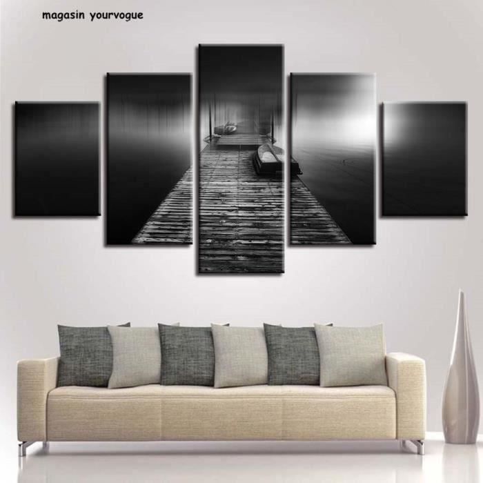 Decor Chambre Mur Noir Et Blanc Affiches Modulaire Toile Photos 5 Pieces Pont En Bois Decor Peintures Hd Impression Art Sans Cadre Achat Vente Toile Decor Chambre Mur Noir Et Cdiscount