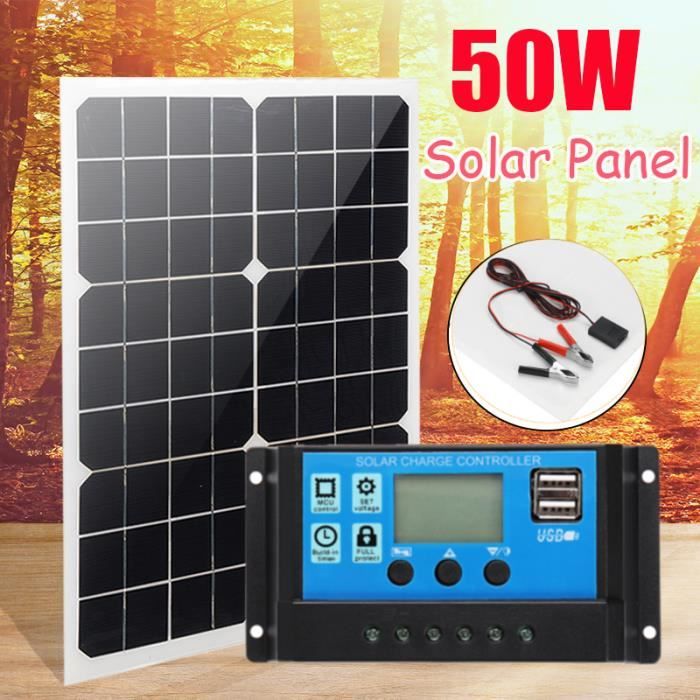 Panneau solaire 50W 18V monocristalline pour charger batterie