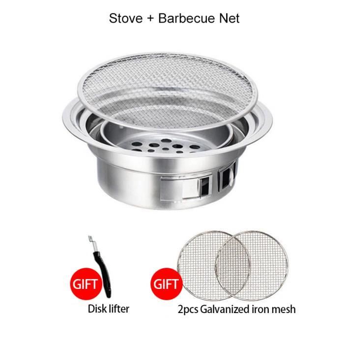 Barbecue Portable En Fonte à Charbon De Bois - Réchaud Rond Pour Camping, Pique-nique, Plage (20x12cm)