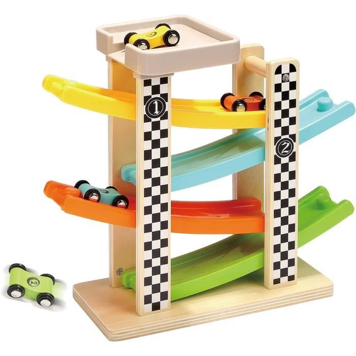 Jouet Rampe de Course en Bois pour Garçon 2 Ans,Jeu Voiture pour