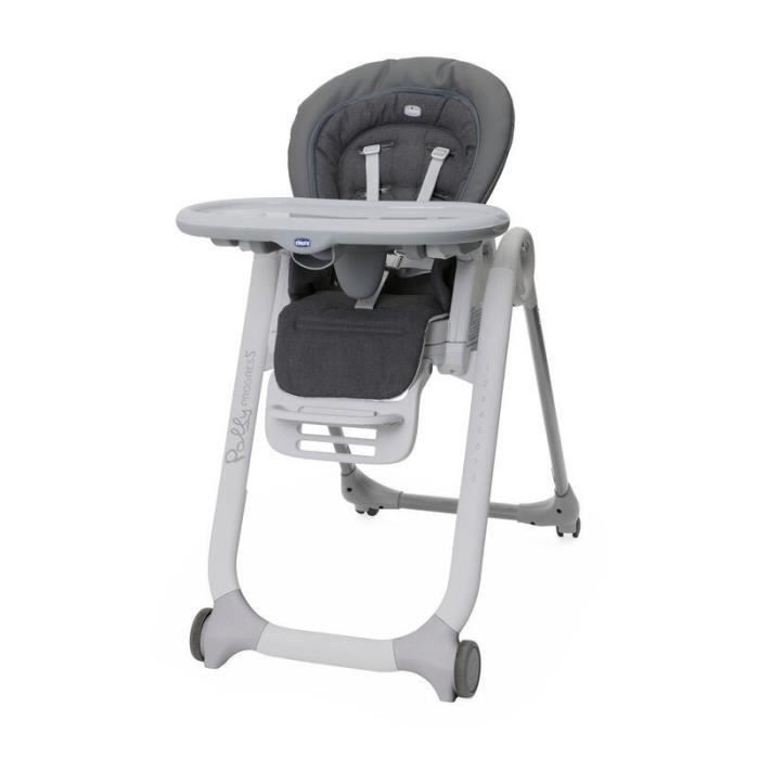 CHICCO - Chaise haute Polly Progres5 - 4 roues Grey mélange