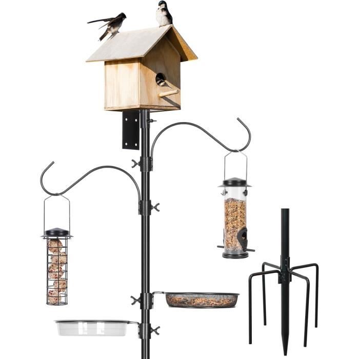 Support Mangeoire Oiseaux 203cm Réglable - Pied Métallique 5 Dents Pour Jardin Extérieur