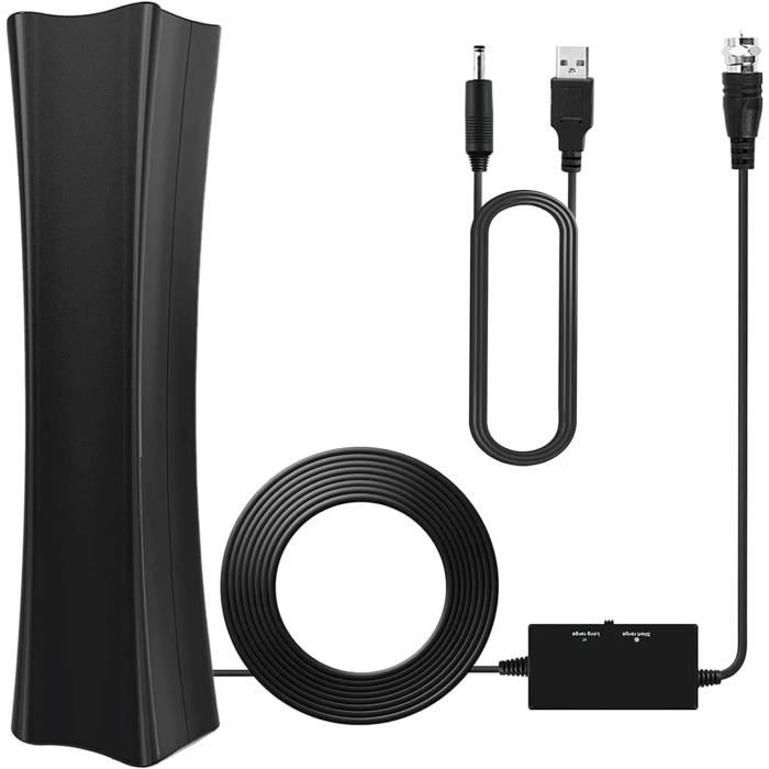 Antenne TV Intérieur Puissante TNT HD - Base Magnétique et Câble 5m - Longue Réception Distance 360° - Compatible avec TVs 4K 1080P - TV Son Photo