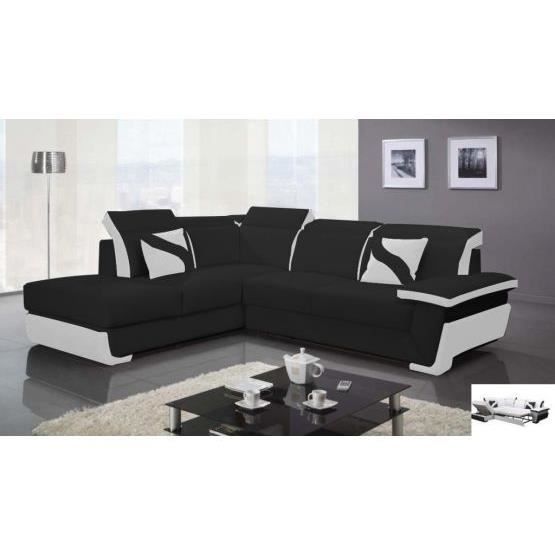 Canape Angle Convertible Zoe Noir Blanc Gauche Achat Vente