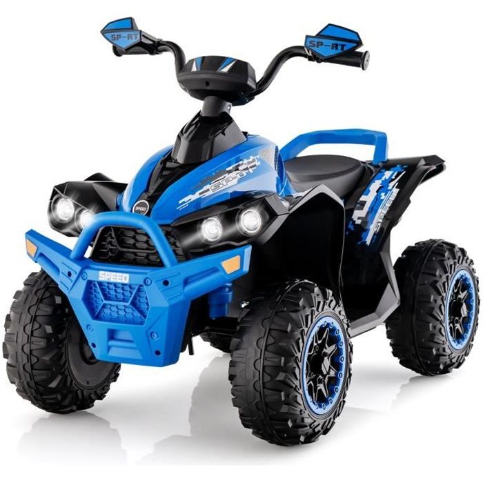 COSTWAY  Quad Electrique pour Enfants 12V7Ah LED Musique P&eacute;dale Klaxon 3-4 km/h pour Enfants de 3 &agrave; 8 ans Bleu