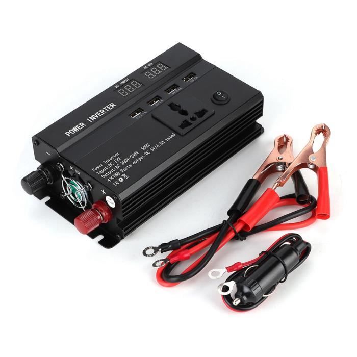 Onduleur 1500W 12V Vers 220V - Pur Sinus, 1 Prise Secteur + 2 Ports USB - Pour Voiture, Camping-car, Voyage