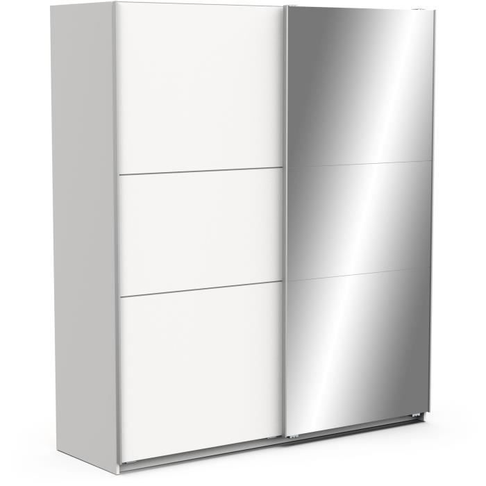 Armoire GHOST - Décor blanc mat - 2 Portes coulissantes + miroir - L.178,1 x P.59,9 x H.203 cm - DEM