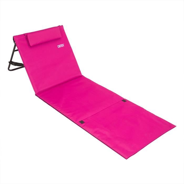 Tapis de plage matelas plage dossier réglable sangle transport 158cm x 56cm rose