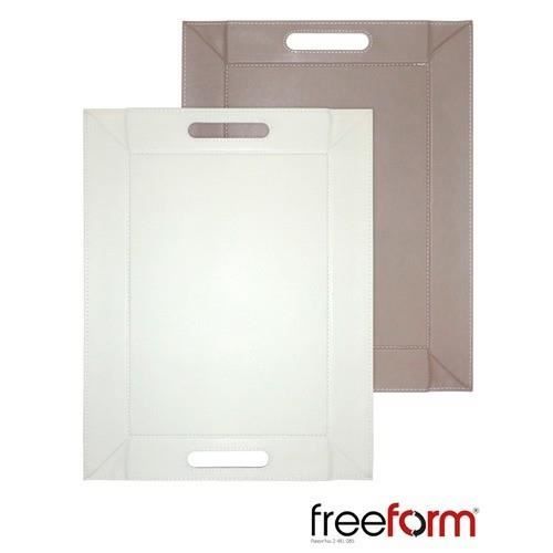 Plateau Réversible Freeform FFTS1453 - Taille S (45x35 Cm) - Bicolore, Simili Cuir, Se Transforme En Set De Table