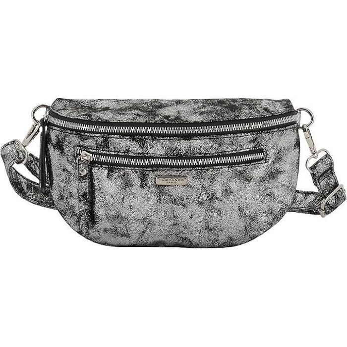 Sac banane en bandoulière similicuir suédine pour femme - Gris Argent Sac banane en bandoulière similicuir suédine pour femme - Gris Argent