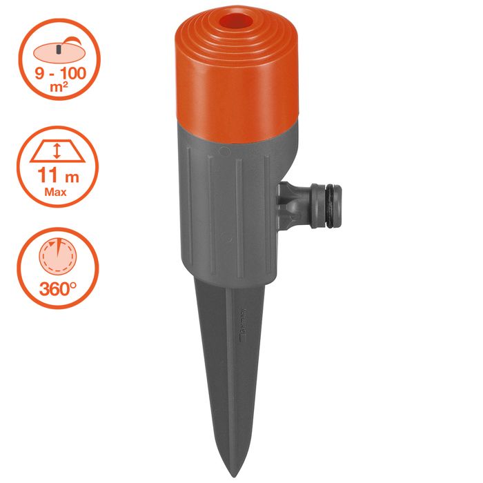 GARDENA Asperseur Fox Classic – Surface max 100m² – Arrosage petites surfaces 360° – Portée max 11m – Garantie 1951 20